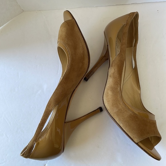 Kate Spade Carmen Peep Toe Suede Leather Pumps - Picture 6 of 9